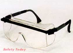 Safety Glasses, Astrospec, Over The Glass (OTG), Black Frame, Clear Ultradura Hardcoat Lens - Latex, Supported